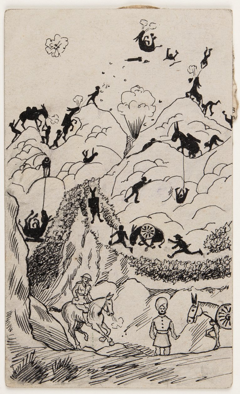 "Egy hegyi akkumulátoros mutatvány a Balkánon" alkotó: W. Dawson