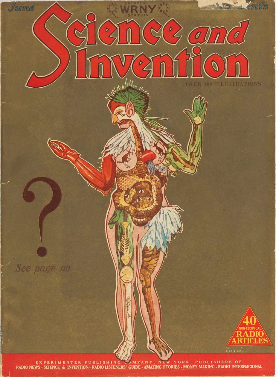 A Science and Invention Magazin címlapja, 1927. június, 1927. alkotó: W. E. Reinicke