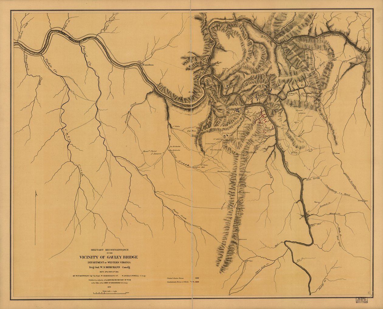 Katonai felderítés a Gauley Bridge közelében, Nyugat-Virginia megye, Brig. Genl. W. S. Rosecrans, parancsnok, 1861. szeptember 11-től november 15-ig alkotó: W. F. Raynolds