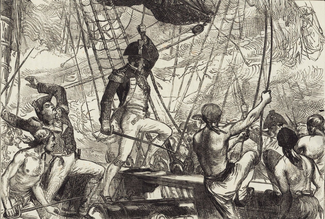 Tengerészeti harc (litho) alkotó: John Ward Dunsmore