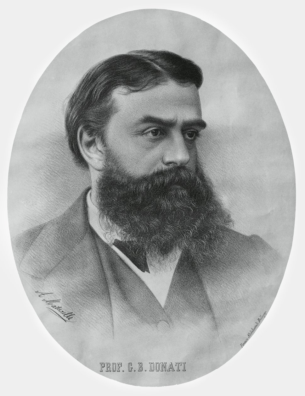 Giovanni Battista Donati (1826-1873) olasz matematikus és csillagász portréja, metszet alkotó: John Ward Dunsmore