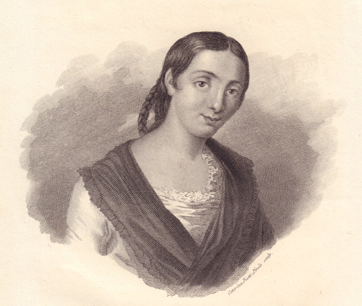 Giustina Renier Michiel (1755-1832) olasz írónő portréja, rézmetszet alkotó: John Ward Dunsmore