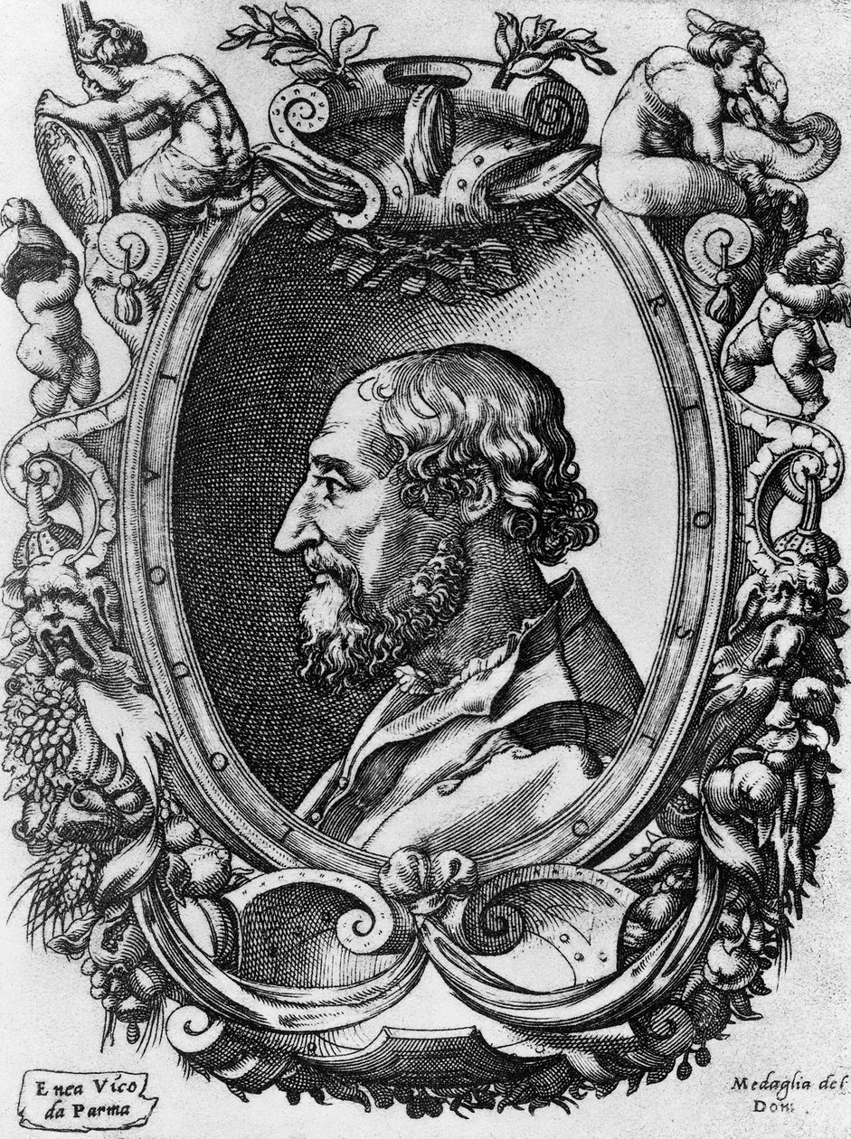 Ludovico Ariosto (1474-1533) olasz költő és drámaíró, Medaglie del Doni portréja, Enea Vico (1523-1567) metsze alkotó: John Ward Dunsmore