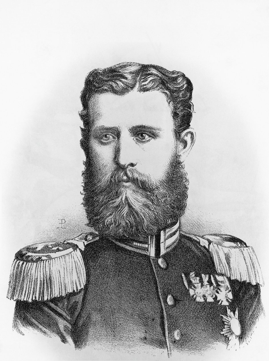 Hohenzollern-Sigmaringen Lipót herceg (1835-1905), porosz spanyol trónjelölt portréja, metszet alkotó: John Ward Dunsmore