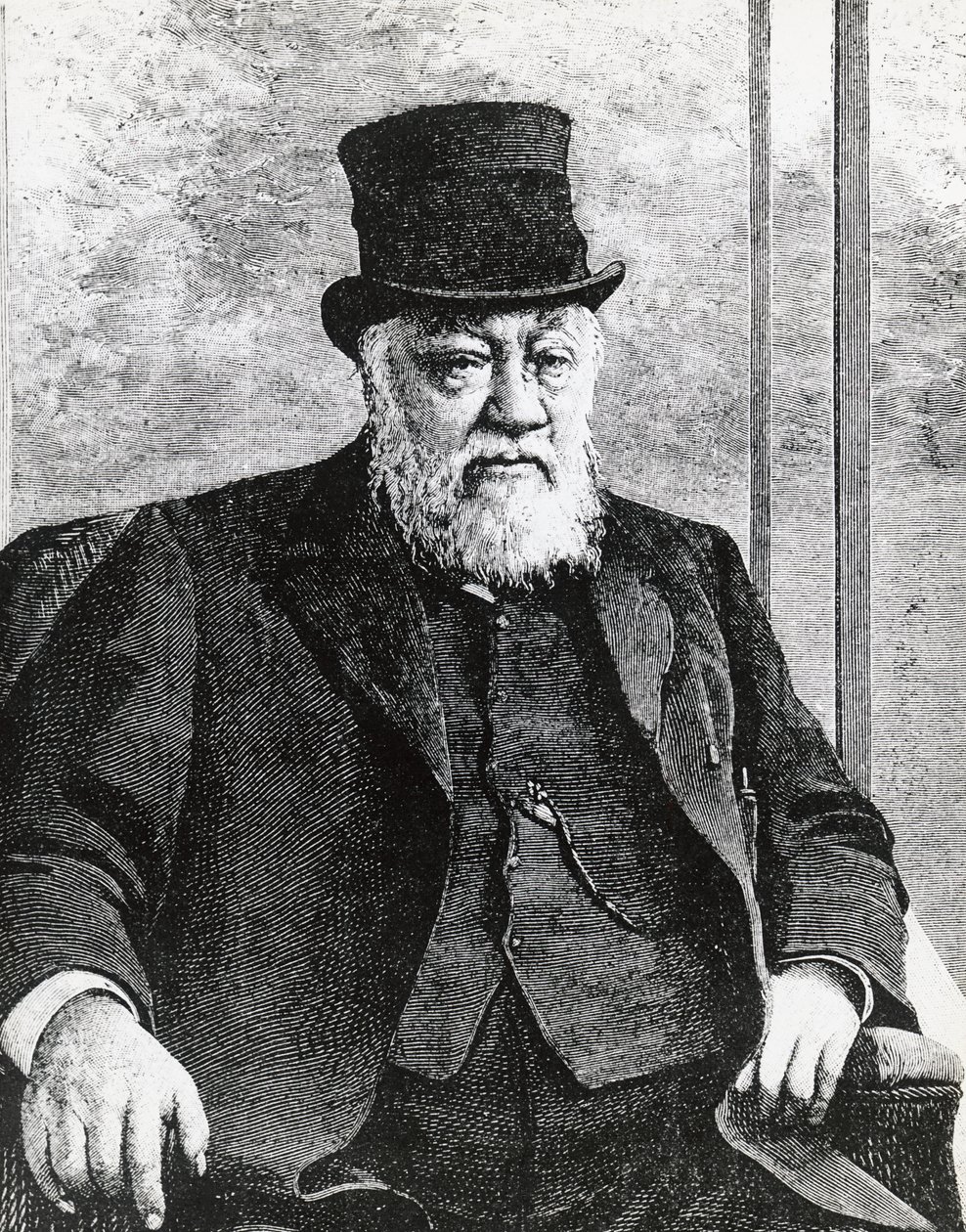 Stephanus Johannes Paulus Kruger (1825-1904), a Dél-afrikai Köztársaság (vagy Transvaal) elnökének portréja, aki az angolok elleni búr háborút vezette, metszet alkotó: John Ward Dunsmore