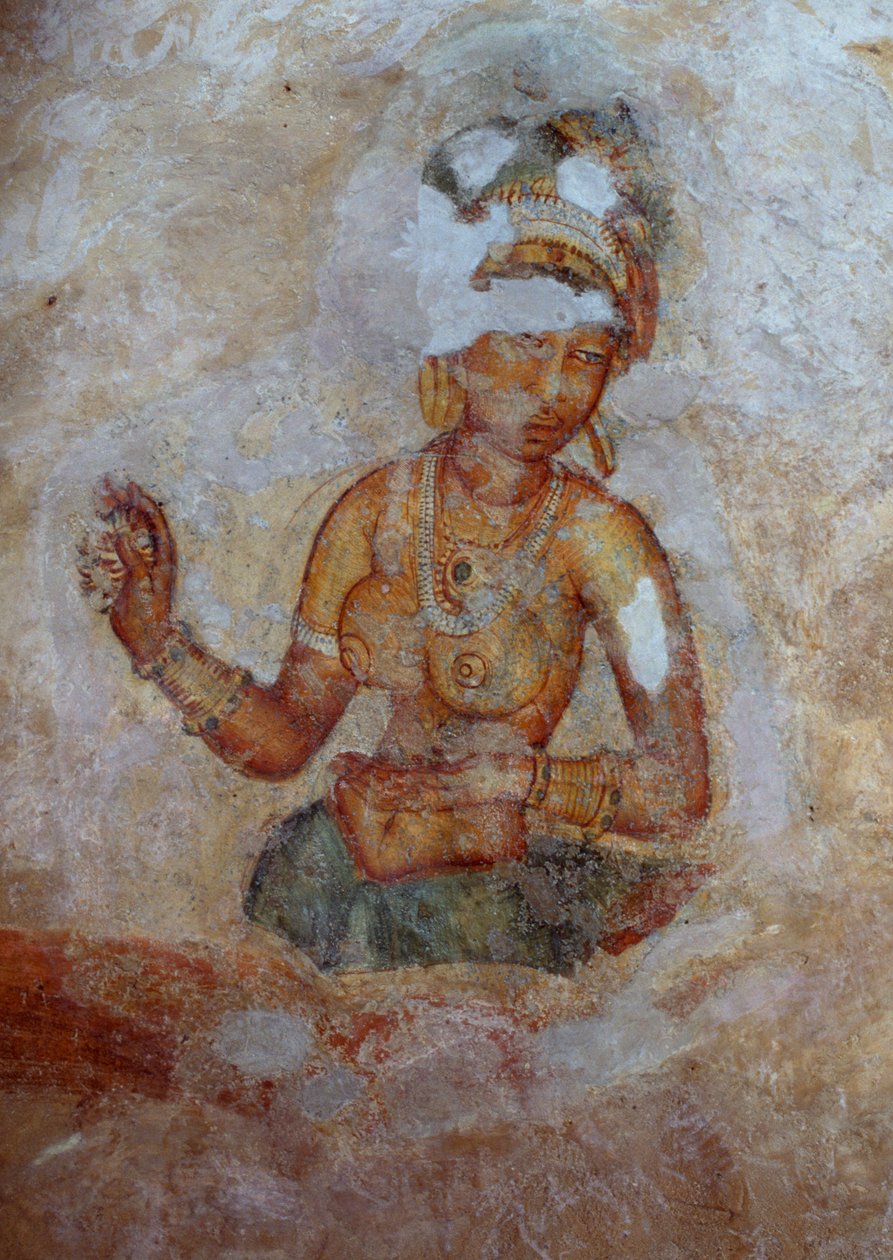 Srí Lanka, lányok freskója a Sigiriya régészeti komplexumban (UNESCO Világörökségi Lista alkotó: John Ward Dunsmore
