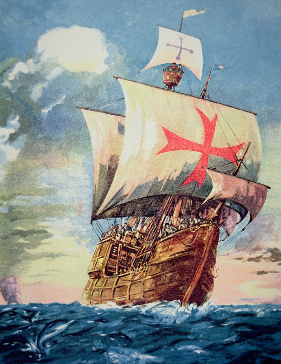 A Santa Maria Kolumbusz Kristóf elviszi Amerikába 1492-ben (színes litó) alkotó: John Ward Dunsmore
