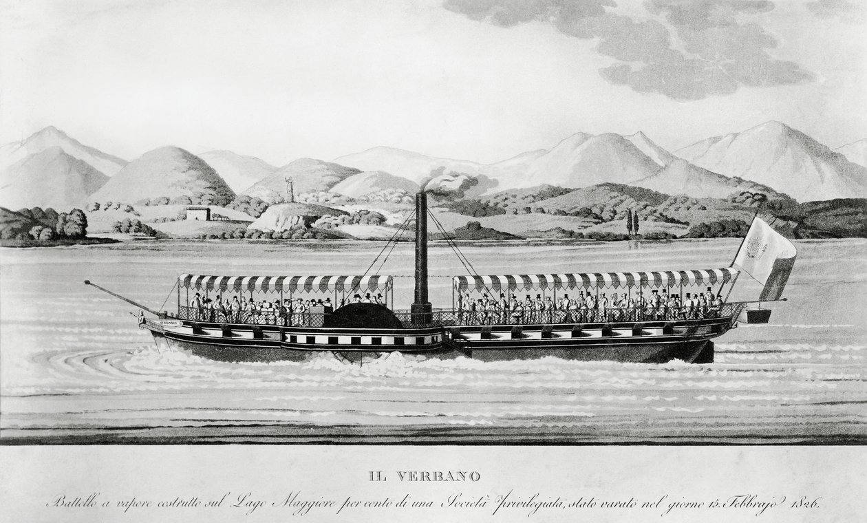 Verbano, az első gőzhajó, amelyet a Lago Maggiore-on helyeztek üzembe alkotó: John Ward Dunsmore