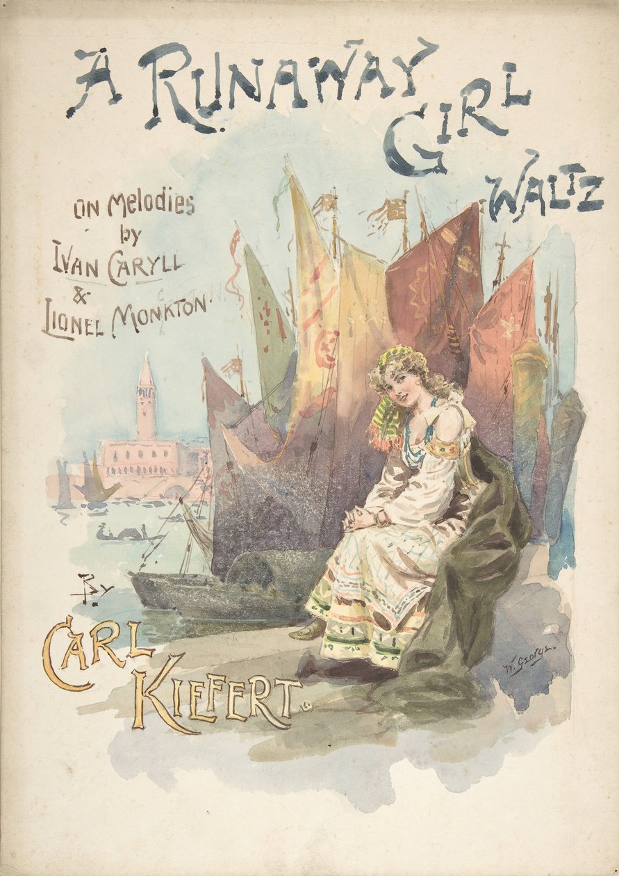 Zenei borítótervezés: A Runaway Girl Waltz, 1898. alkotó: W. George