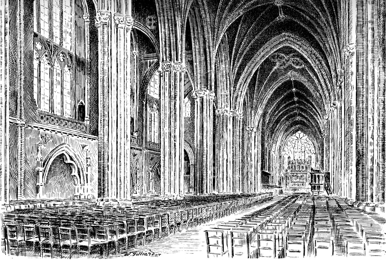 A bristoli katedrális belseje, 1908-1909. alkotó: W. Gilliard