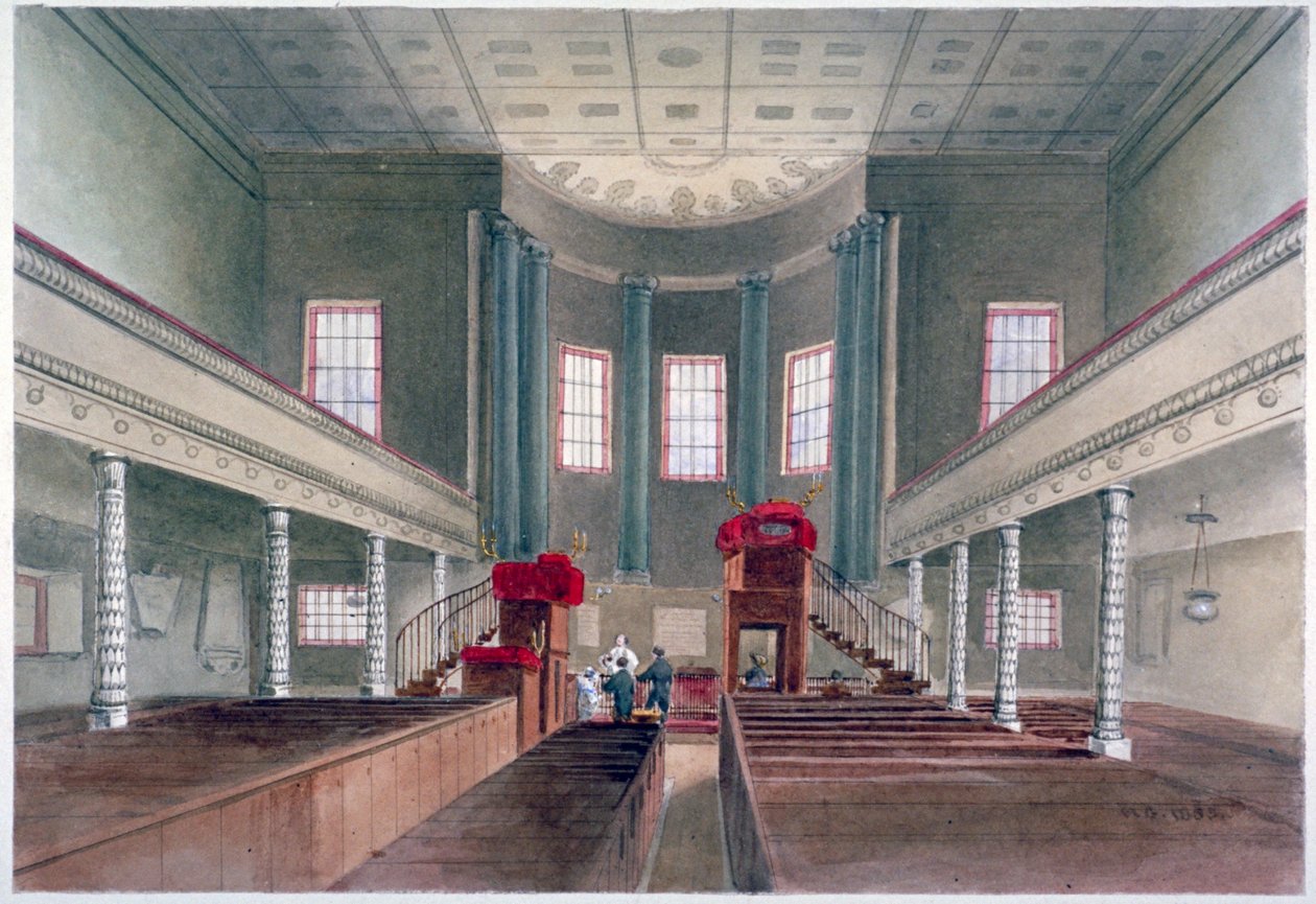 A St Pancras New Church belső képe, London, 1855 alkotó: W Guest