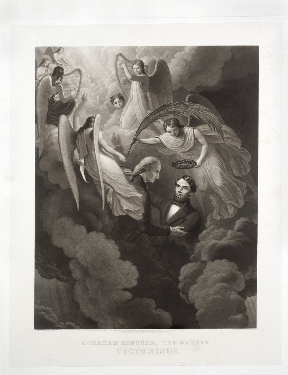 Abraham Lincoln, A mártír, győztes, vésette John Sartain (1808-97), 1866 körül alkotó: W. H. Hermans