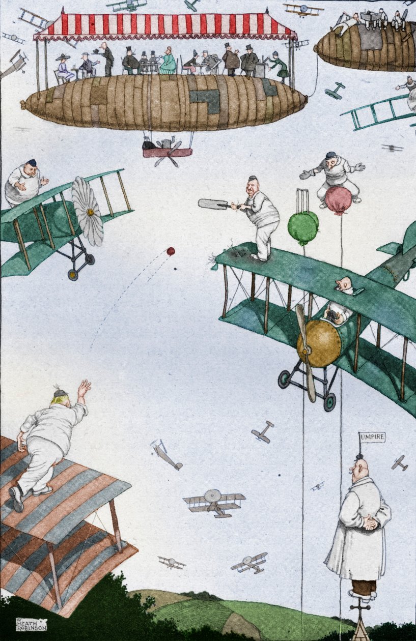 A jövő légi krikettmérkőzése, 1918 1919 alkotó: William Heath Robinson
