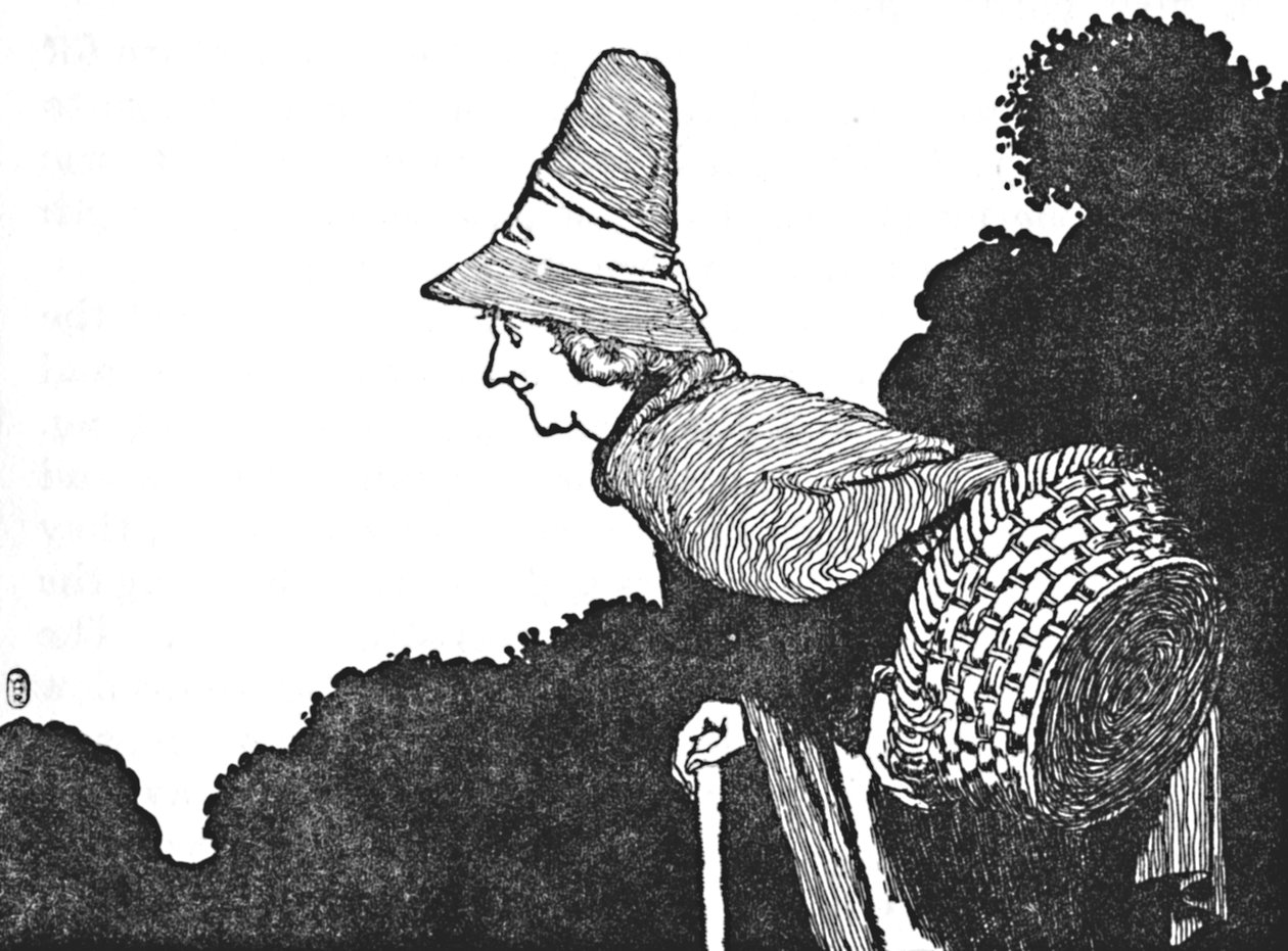És találkoztam egy öregasszonnyal egy bogyós kosárral, 1930 alkotó: William Heath Robinson