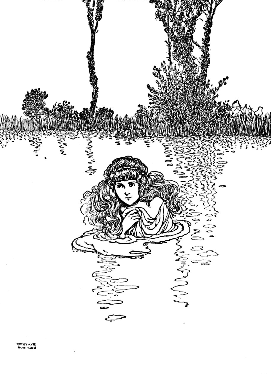 Tehát Elise levette a ruháit, és belépett a vízbe, 1930 alkotó: William Heath Robinson