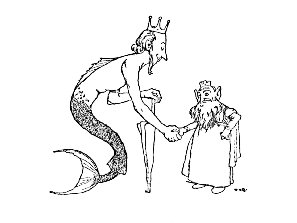 Először a Mer-Kinget kell meghívni, 1930 alkotó: William Heath Robinson
