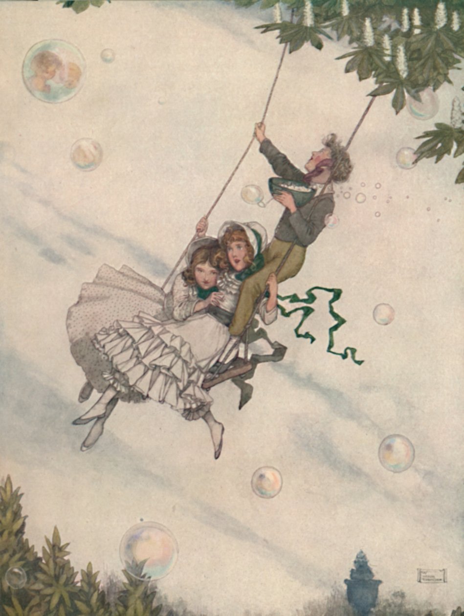 A hinta mozog, és a buborékok felfelé repülnek, 1930 alkotó: William Heath Robinson