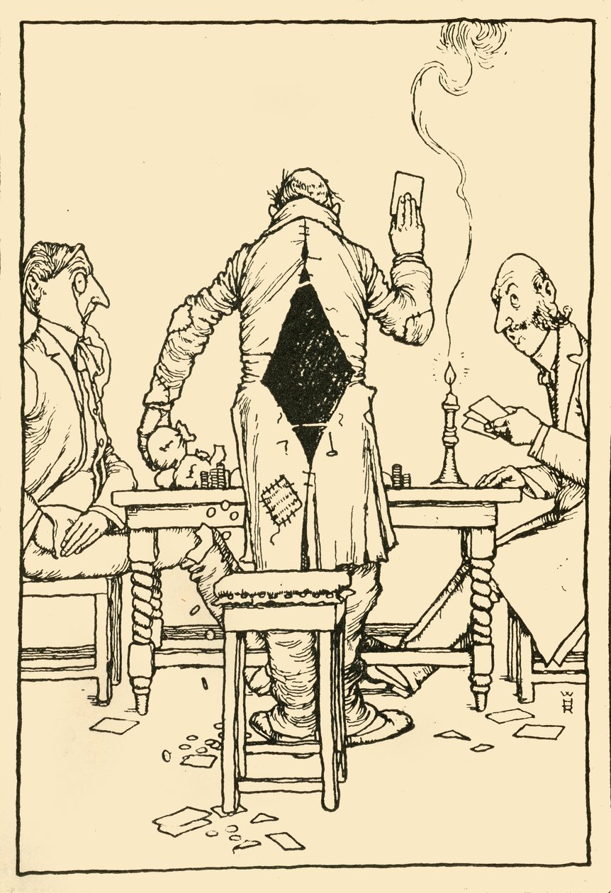 Nyerőkártya a gyémánt ászon, 1910. alkotó: William Heath Robinson