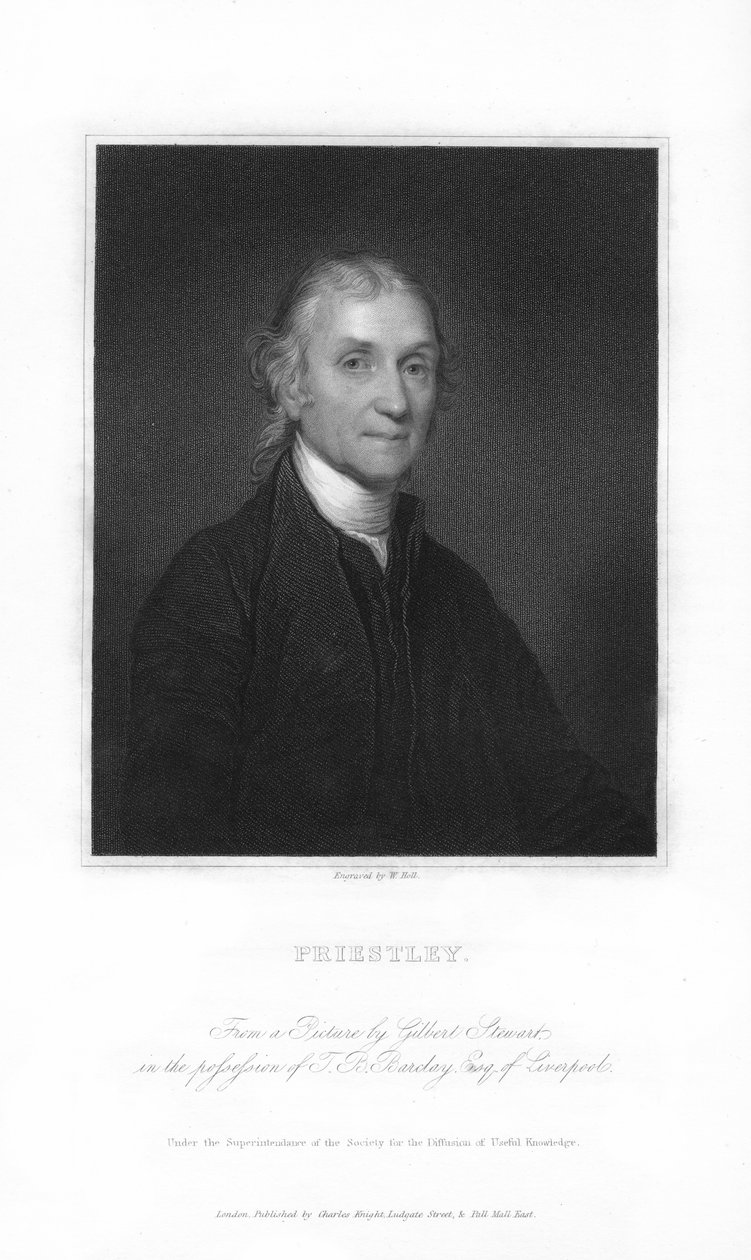 Joseph Priestley angol kémikus és presbiteri lelkész, 1836. alkotó: W. Holl