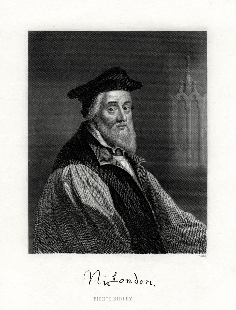 Nicholas Ridley, meghalt 1555. október 16-án, angol pap, XIX. alkotó: W. Holl