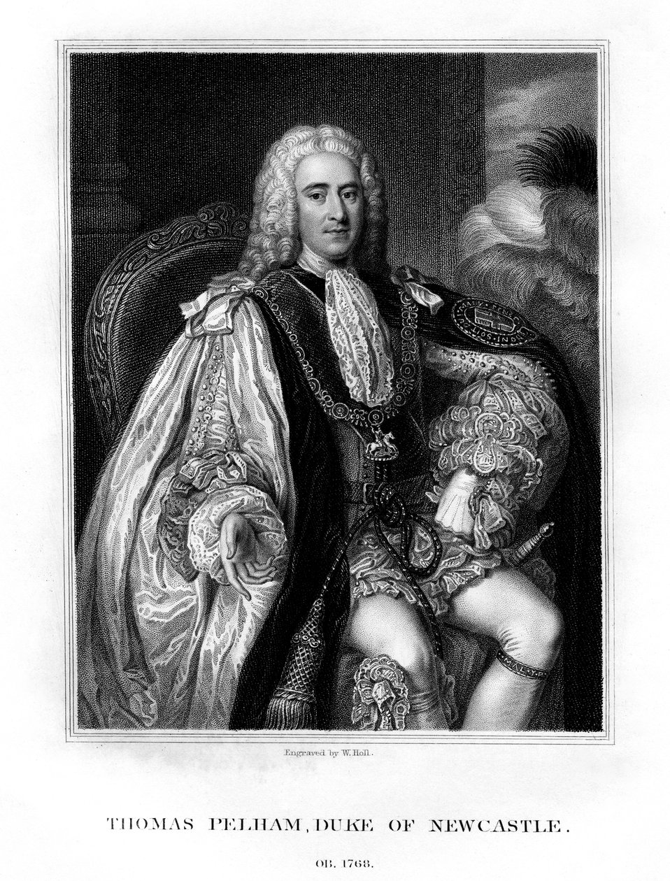 Thomas Pelham-Holles, Newcastle-upon-Tyne első hercege, brit whig államférfi, 1831. alkotó: W. Holl