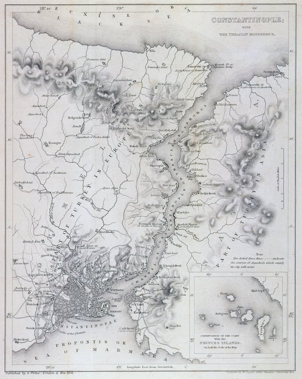 Konstantinápoly és a Boszporusz, 1850 körül alkotó: W Hughes