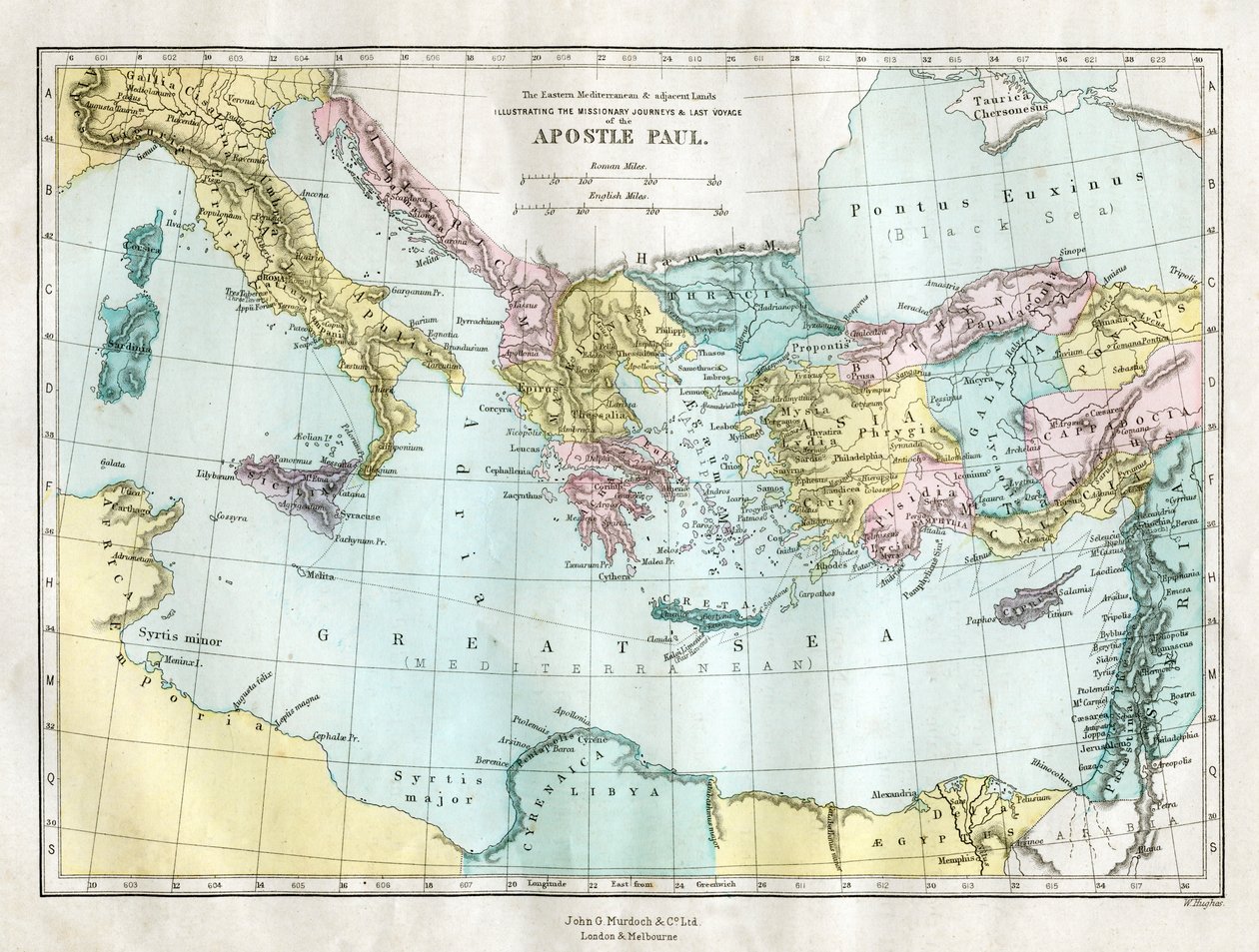 Pál apostol missziós útjai és utolsó útja, XIX. alkotó: W Hughes