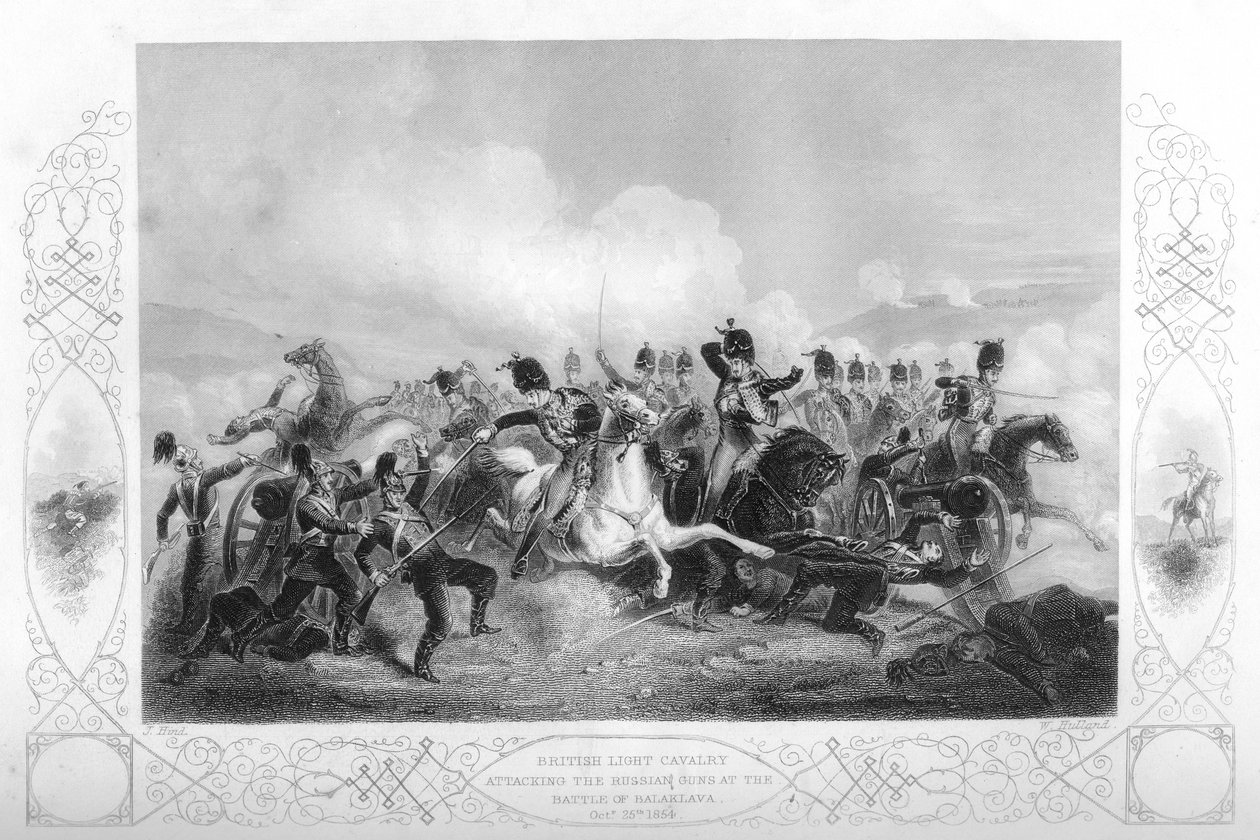 Könnyűlovasság az orosz fegyverek ellen Balaclavánál a krími háború alatt, 1854-1857. alkotó: W. Hulland