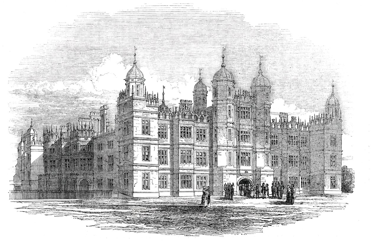 Burghley-ház – északi front, 1844. alkotó: W. J. Linton