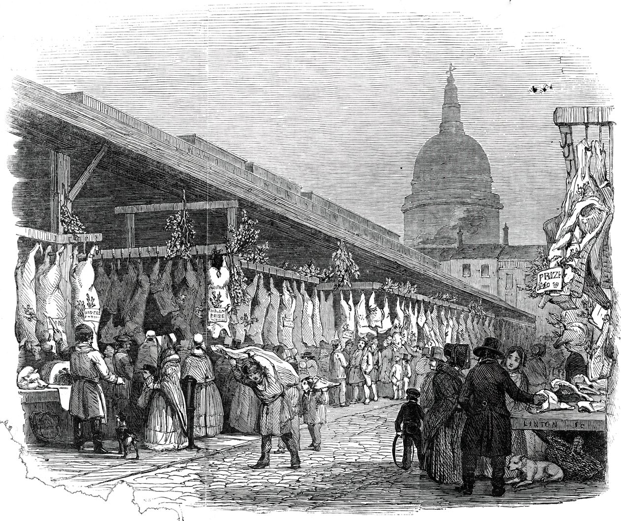Newgate Market, 1845 karácsony estéjén. alkotó: W. J. Linton