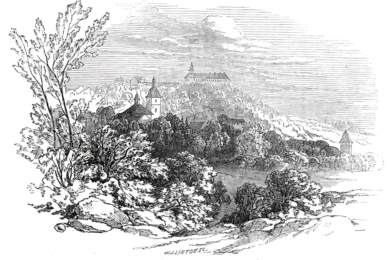 Molsdorfi palota - Őfelsége Albert herceg rajzából, 1845. alkotó: W. J. Linton