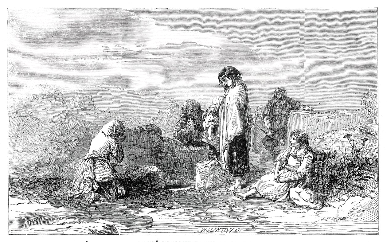 Zarándokok a Szentkúthoz - F. W. Topham - az új akvarell kiállításról, 1845. alkotó: W. J. Linton