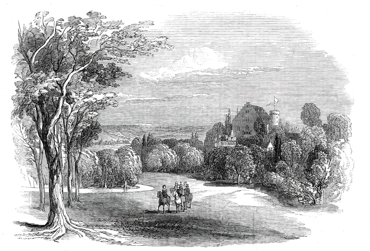 Schloss Rosenau, Coburg közelében - Albert herceg 1845-ös rajzából. alkotó: W. J. Linton