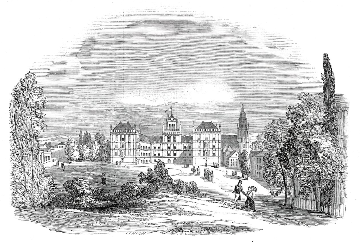 Az Ehrenburg-palota Coburgban – Őfelsége Albert herceg rajzából, 1845. alkotó: W. J. Linton