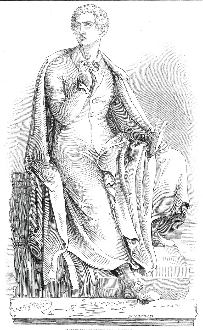 Thorwaldsen Lord Byron szobra, 1845. alkotó: W. J. Linton