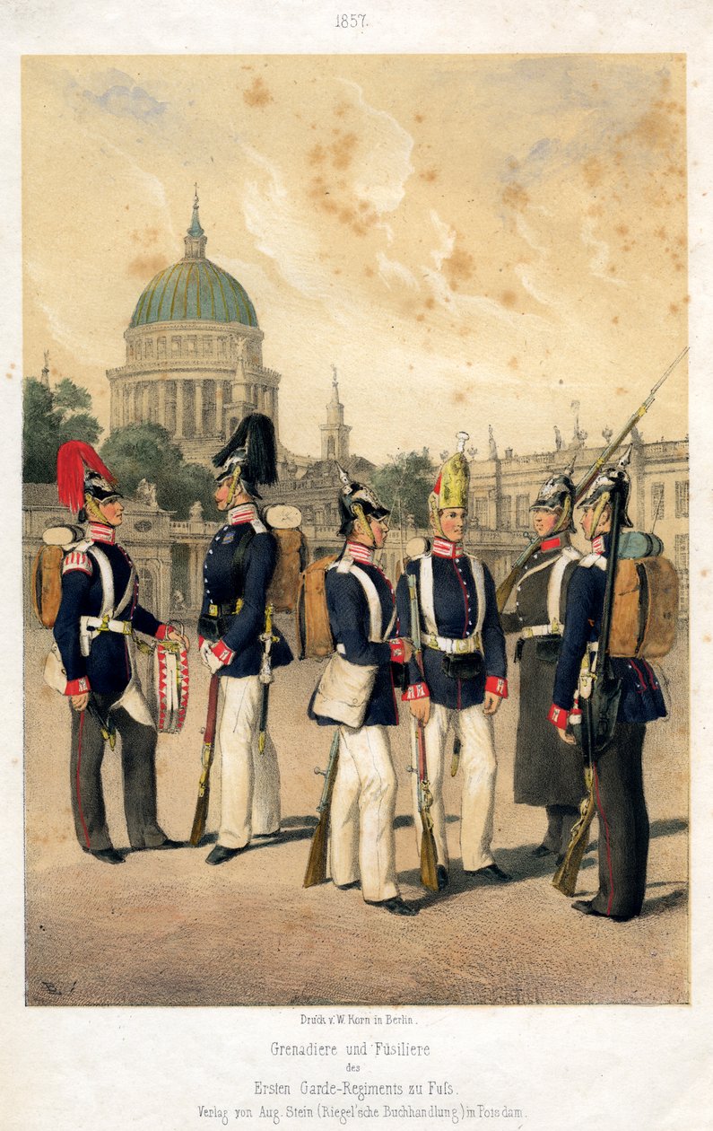 A porosz hadsereg gránátosai és fuzilierei, 1857. alkotó: W Korn