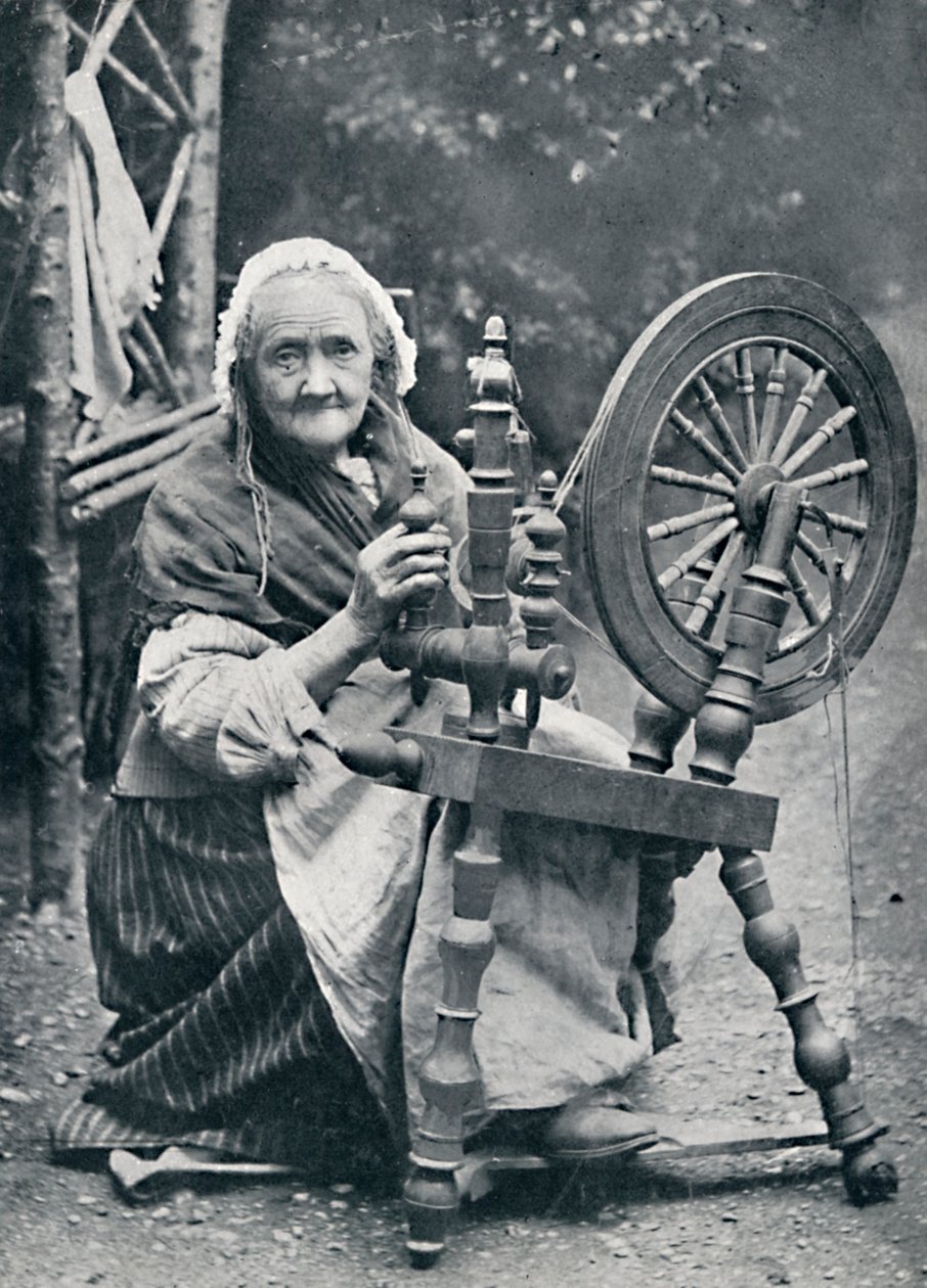 Egy idős ír nő a forgó kerekénél, 1912 alkotó: W. Lawrence