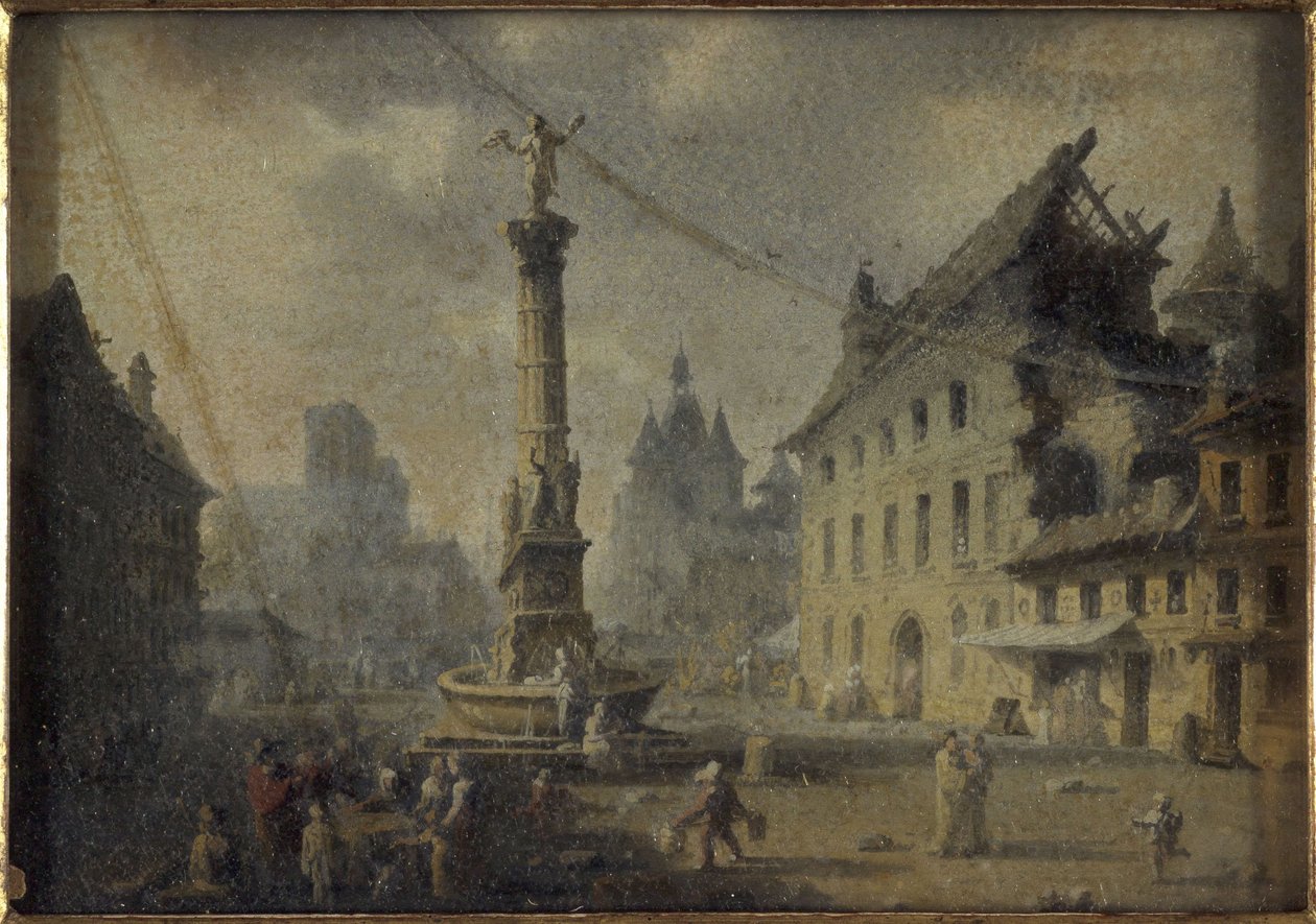 Place du Châtelet, 1809-ben, 1809-ben (olaj, selyem, üveg) alkotó: W. Lebelle