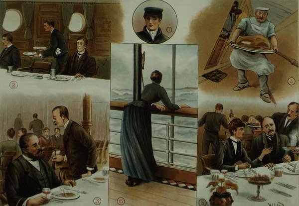 Down Channel, a tengeribetegség hatásai néhány utasra, a „P & O Pencillings”-ből, 1890 körül (litho) alkotó: W. Lloyd