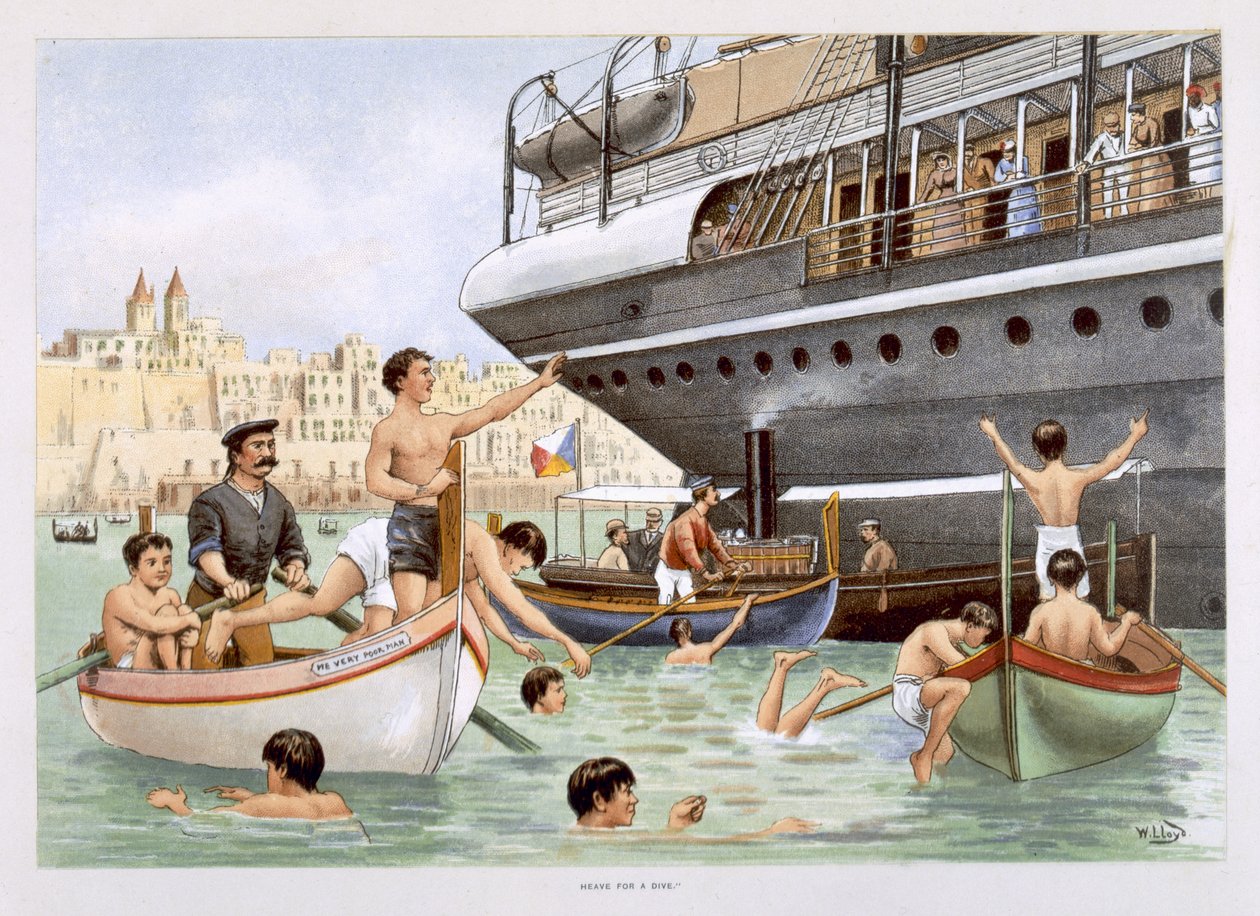 Málta, Heave for a Dive, a „P und O Pencillings”-től alkotó: W. Lloyd