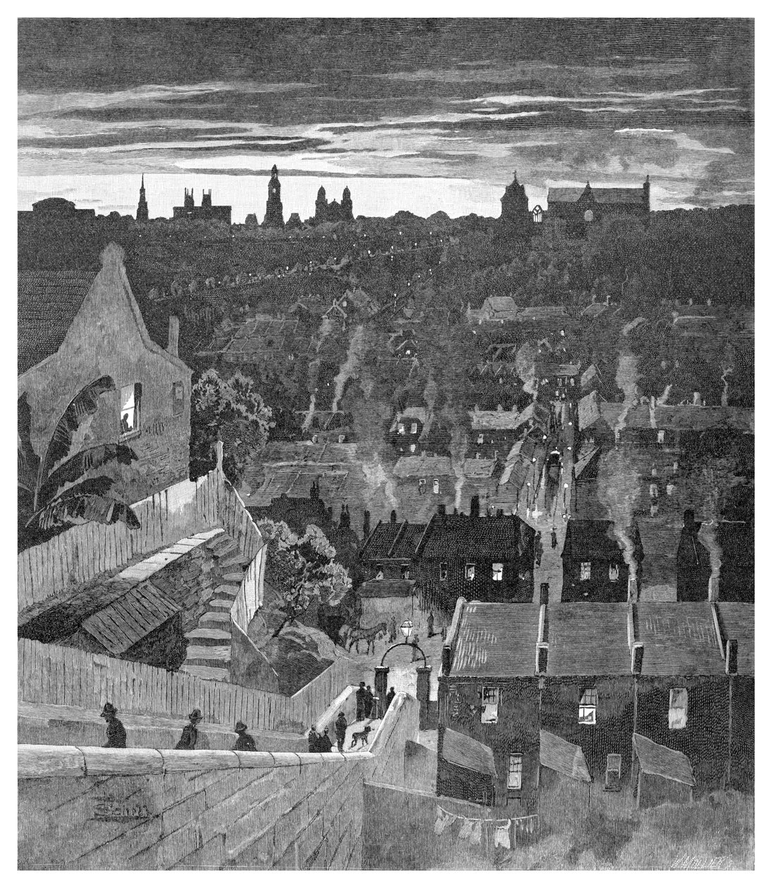 Egy pillantás Sydney-re Darlinghurstből, Új-Dél-Walesből, Ausztráliából, 1886. alkotó: W. Mollier