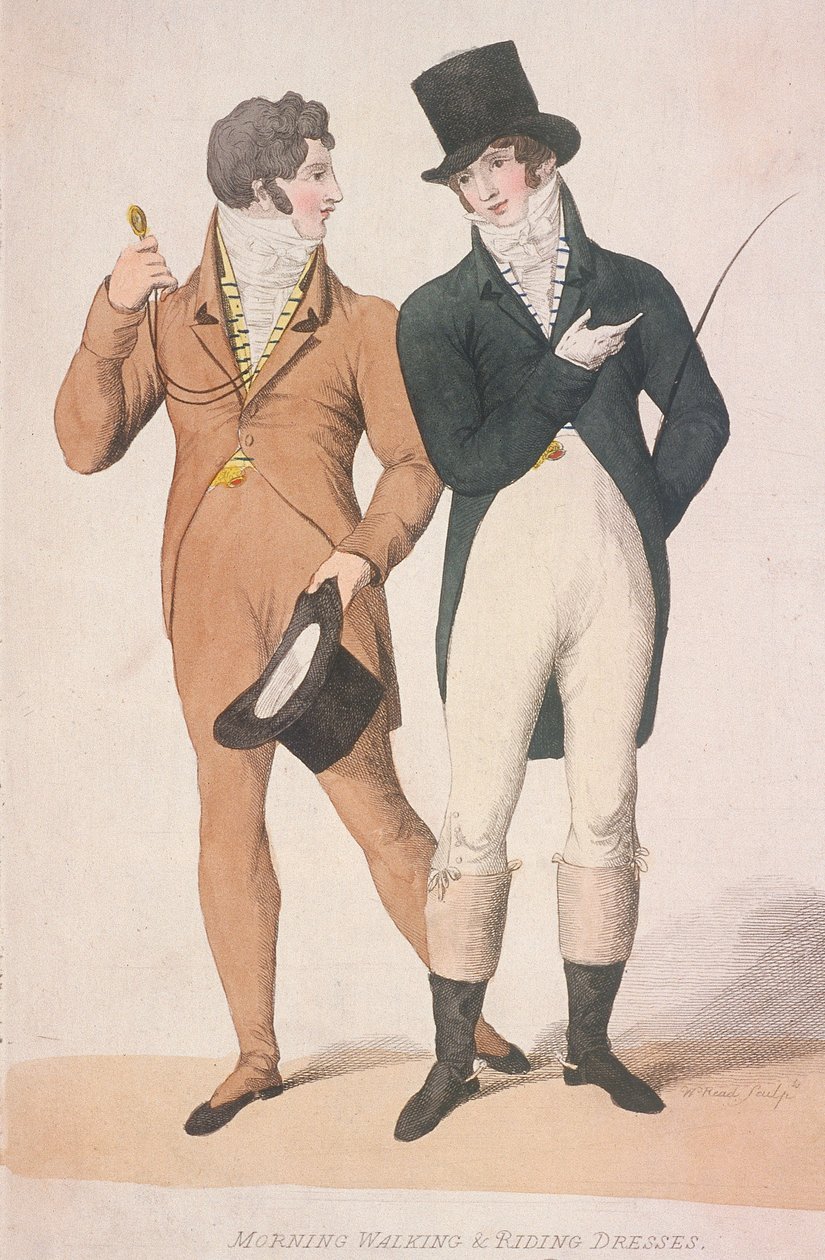 Reggeli sétáló és lovagló ruhák, c1810 alkotó: W Read