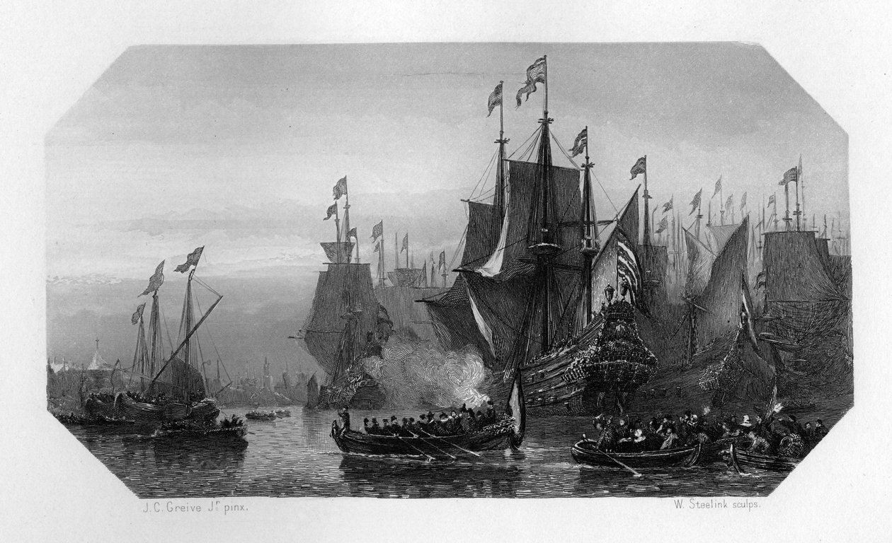 Piet Pieterszoon Hein behozza az ezüstflottát, Hollandia, 1629 c1870 alkotó: W. Steelink