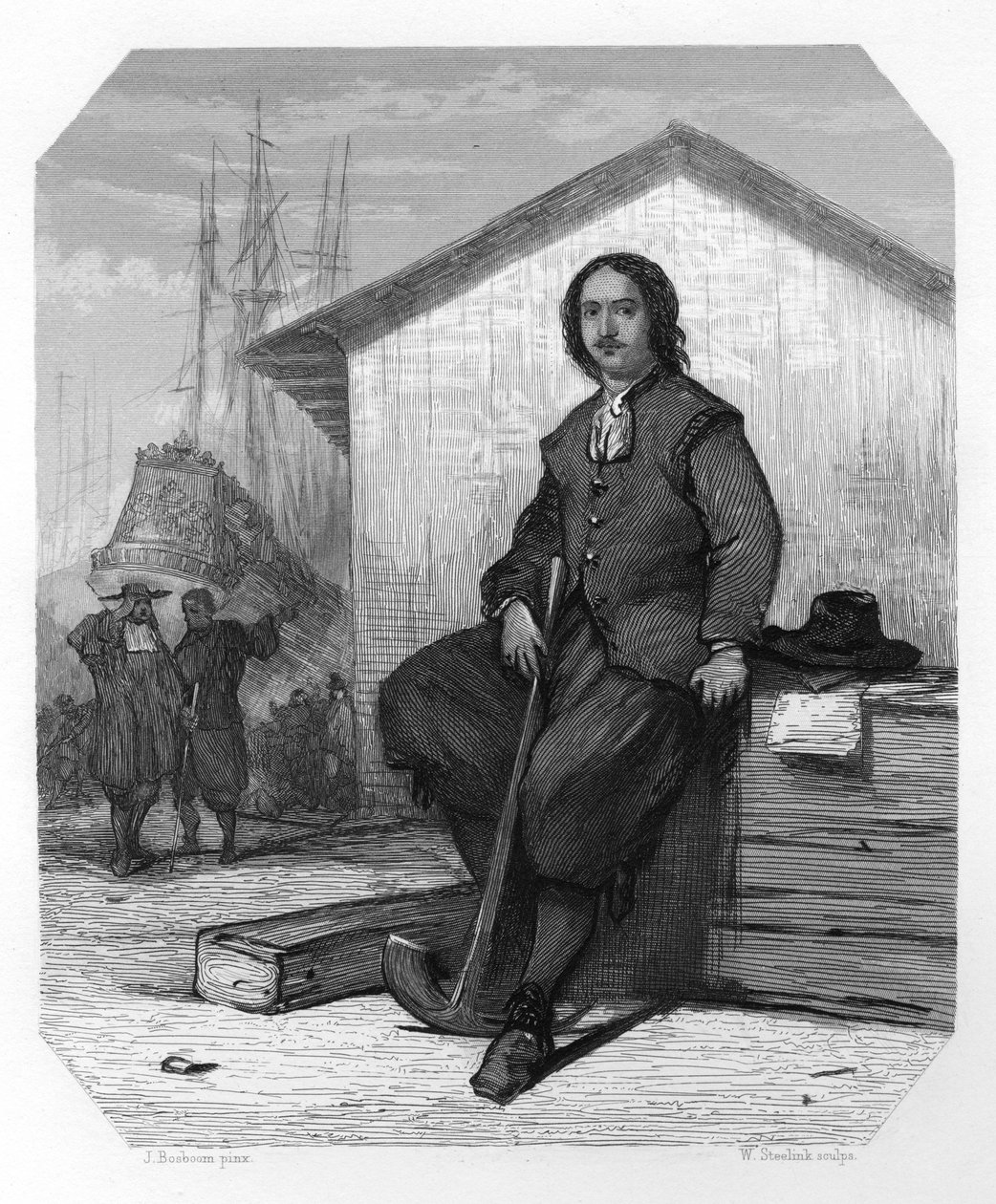 I. Péter orosz cár egy kelet-indiai emberen dolgozik, Amszterdam dokkja, Hollandia, 1697 c1870. alkotó: W. Steelink