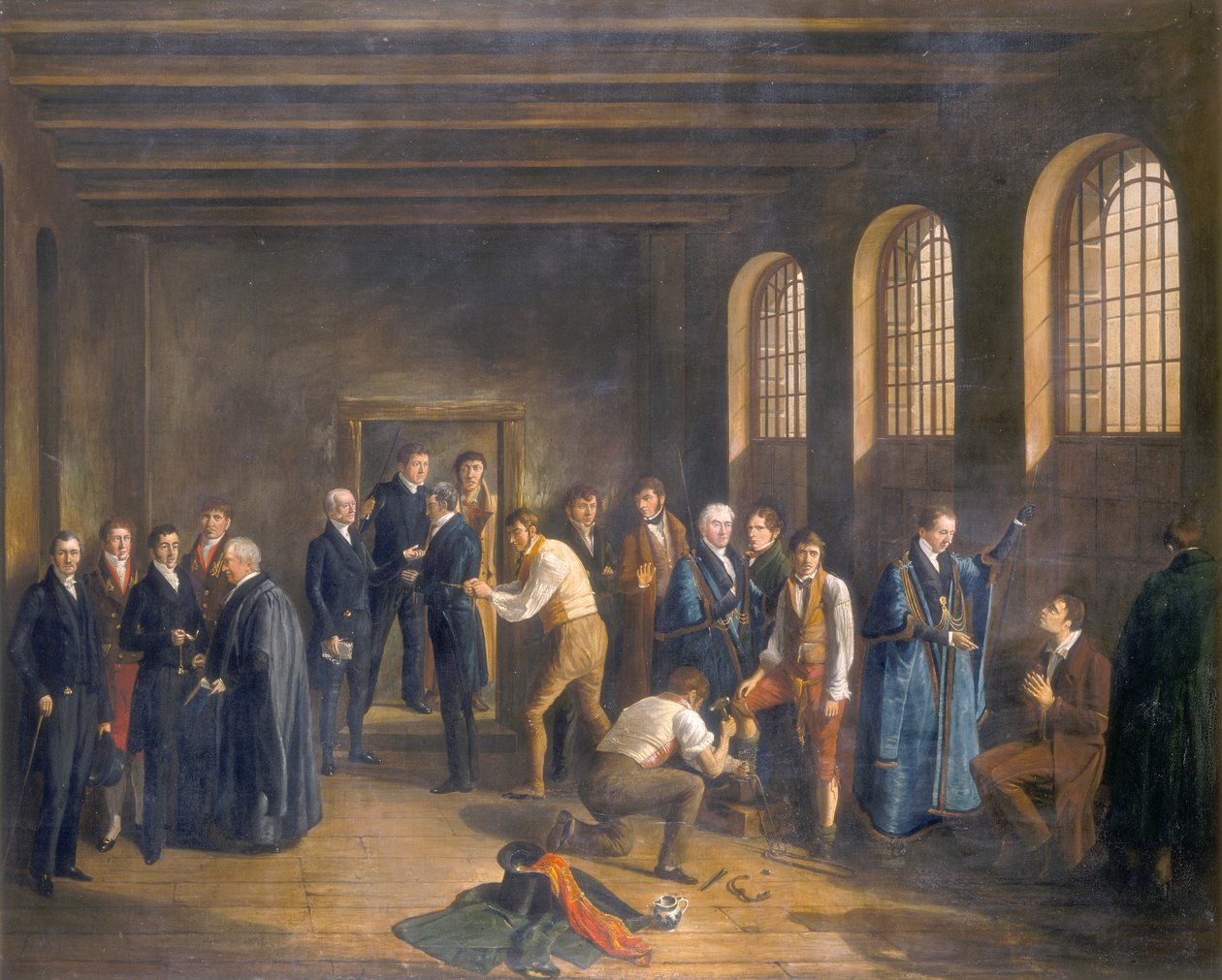 "...Newgate börtön Henry Fauntleroy kivégzésének reggelén", 1828 alkotó: W Thomson