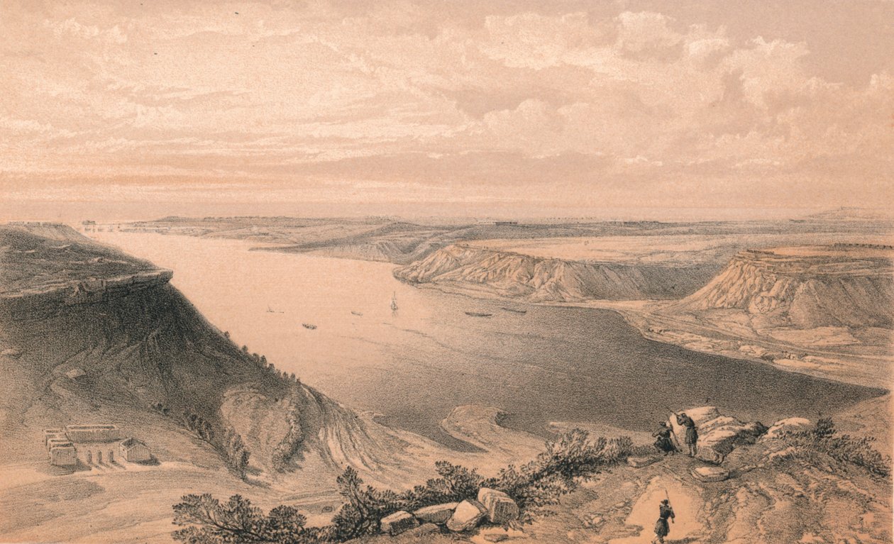 "Sebastopol kikötőjének északi oldala, a kikötő tetejéről", 1856 alkotó: W Trask