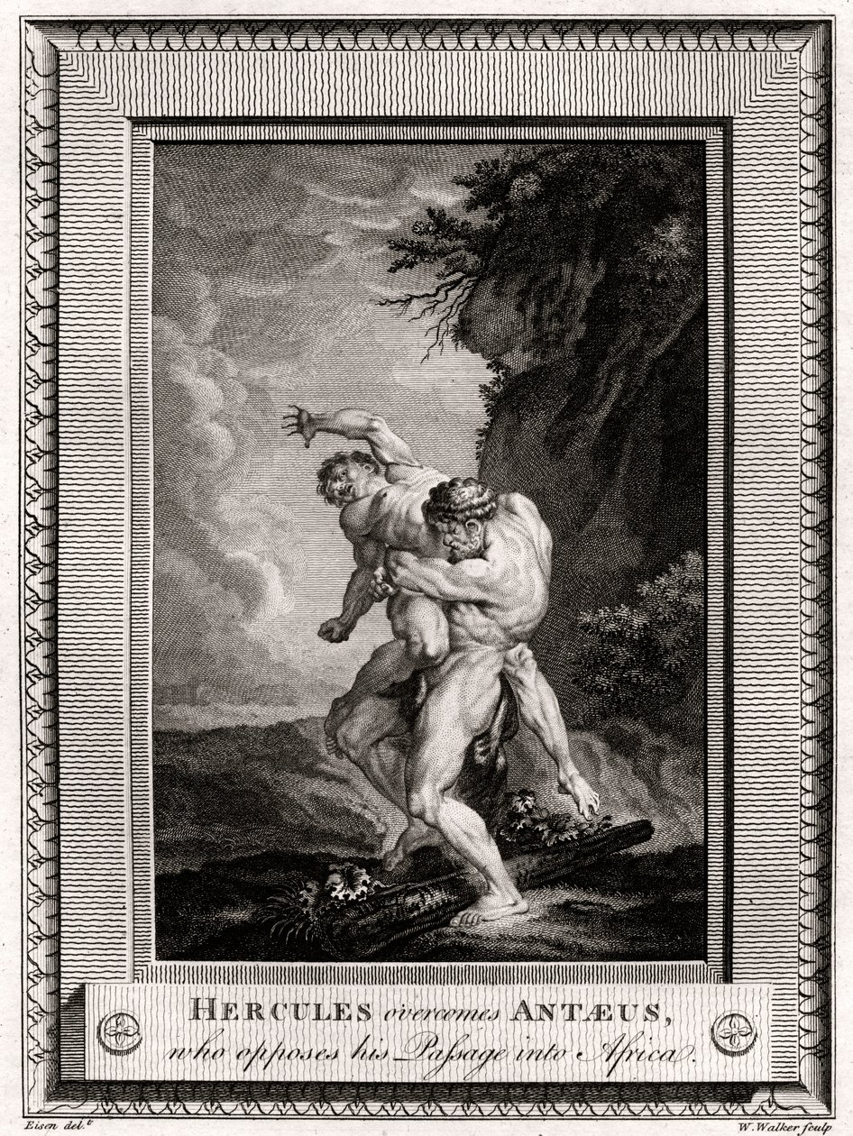 Herkules legyőzi Antaeust, aki ellenzi az 1775-ös afrikai átvonulását alkotó: W. Walker