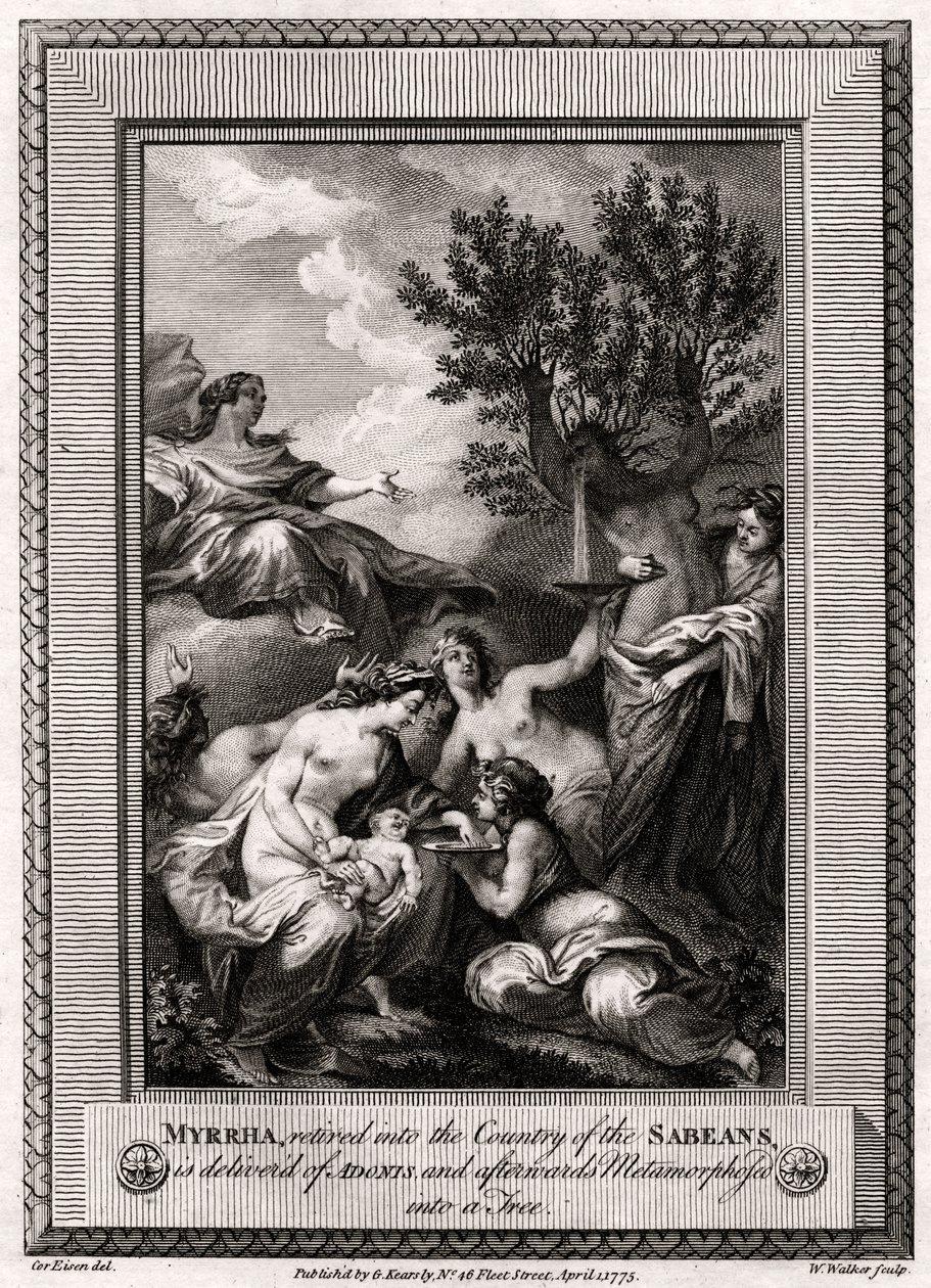 A Sabeans országába visszavonult Myrrha Adonis..., 1775 alkotó: W. Walker