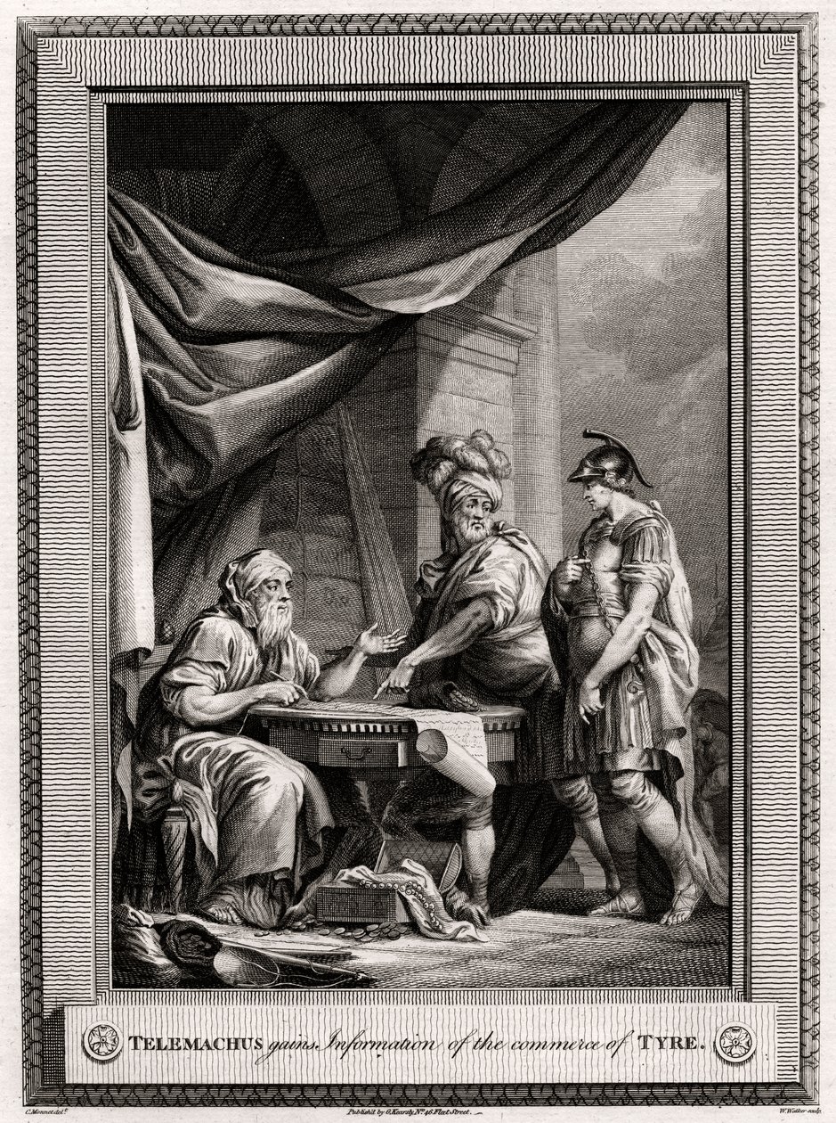 Telemachus információkat szerez Tyrus kereskedelméről, 1775 alkotó: W. Walker