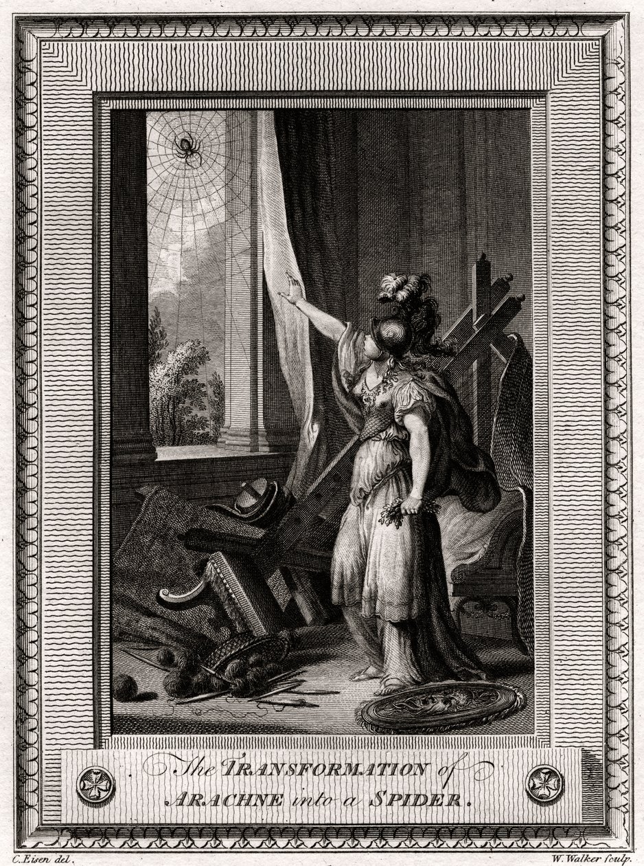 Arachne átalakulása pókká, 1775 alkotó: W. Walker